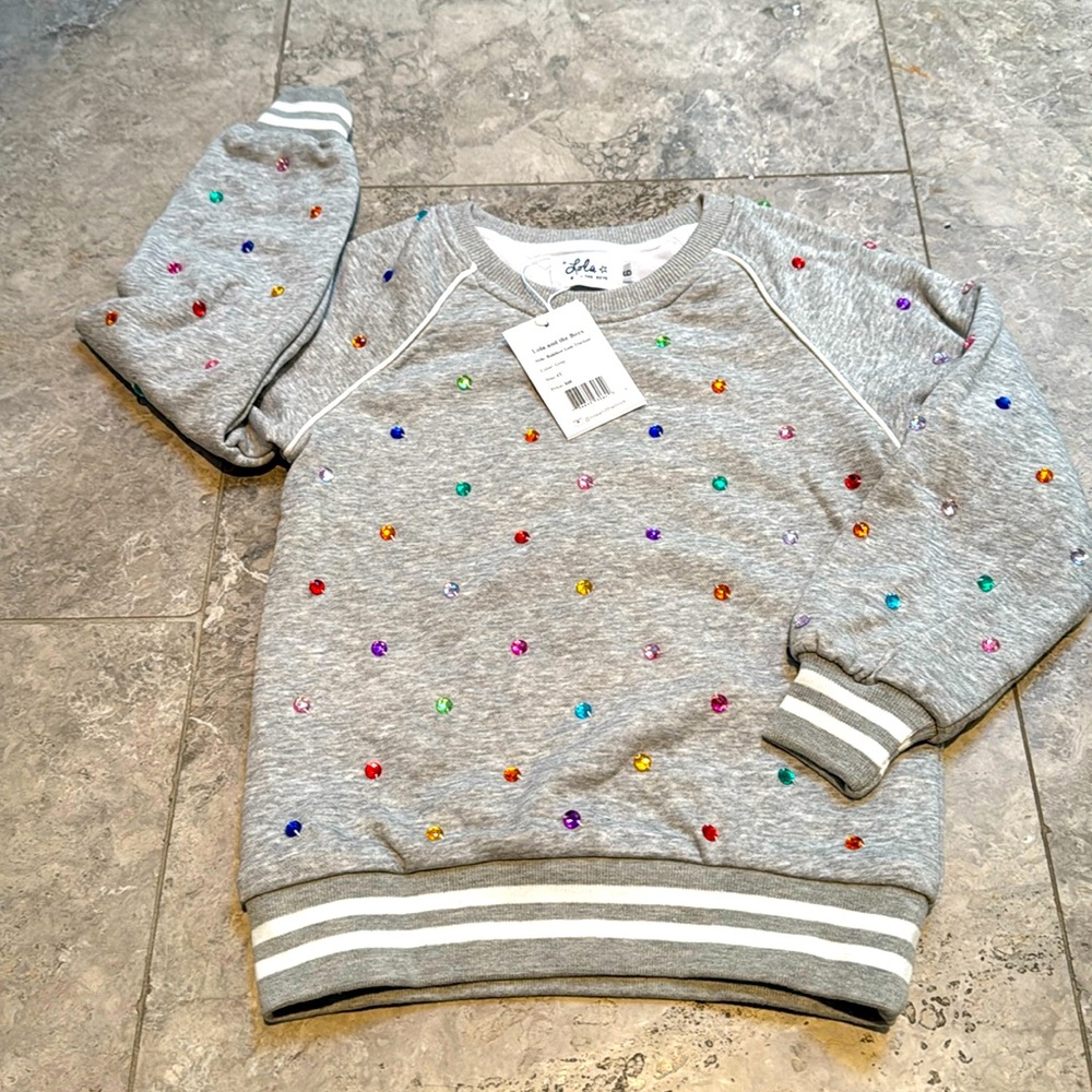 NWT. Lola & the Boys. Girls Size 6T. Rainbow Gem Sweatshirt.